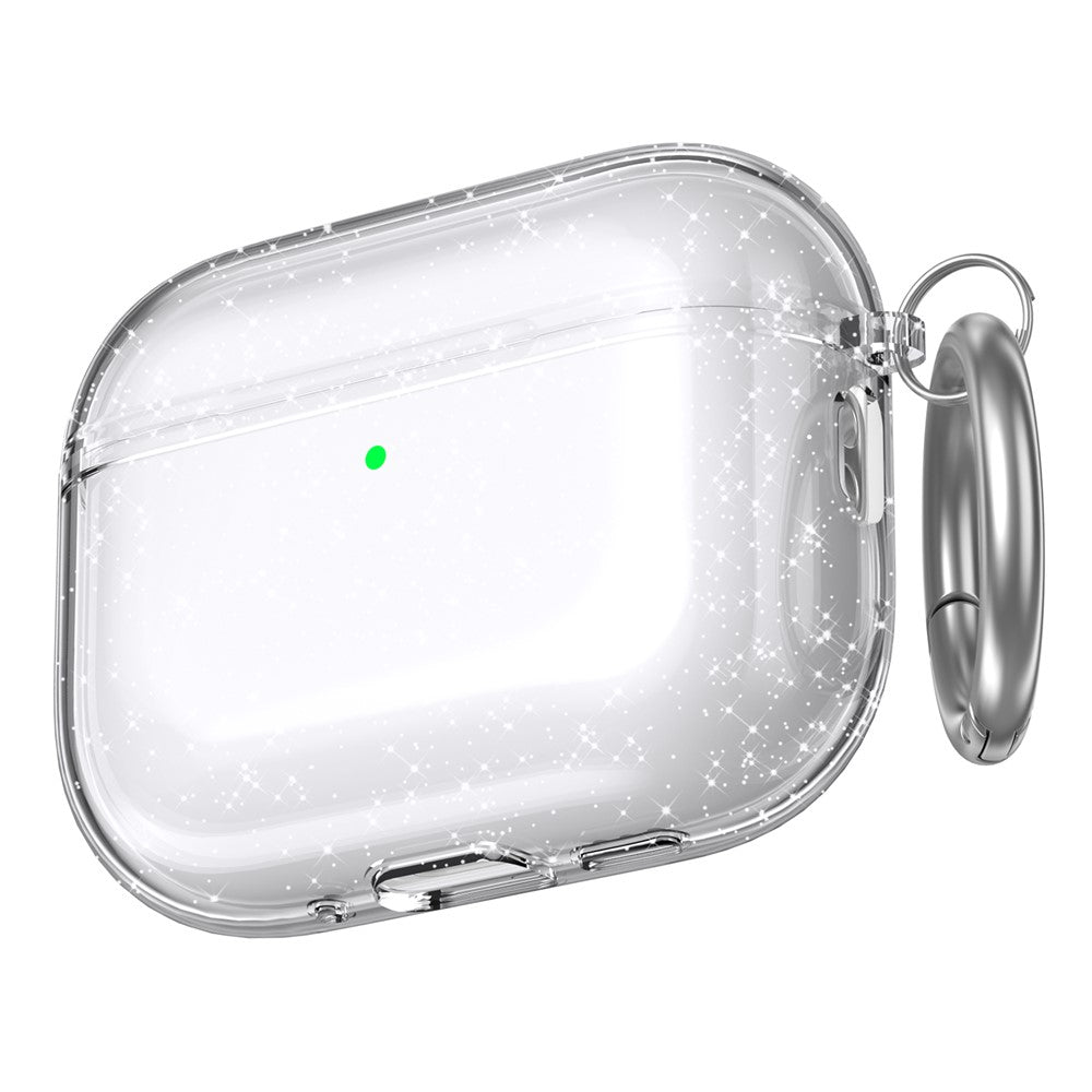 AHASTYLE WG182-G For AirPods Pro 3 Case Split Design Clear TPU Shockproof Protective Cover with Carabiner