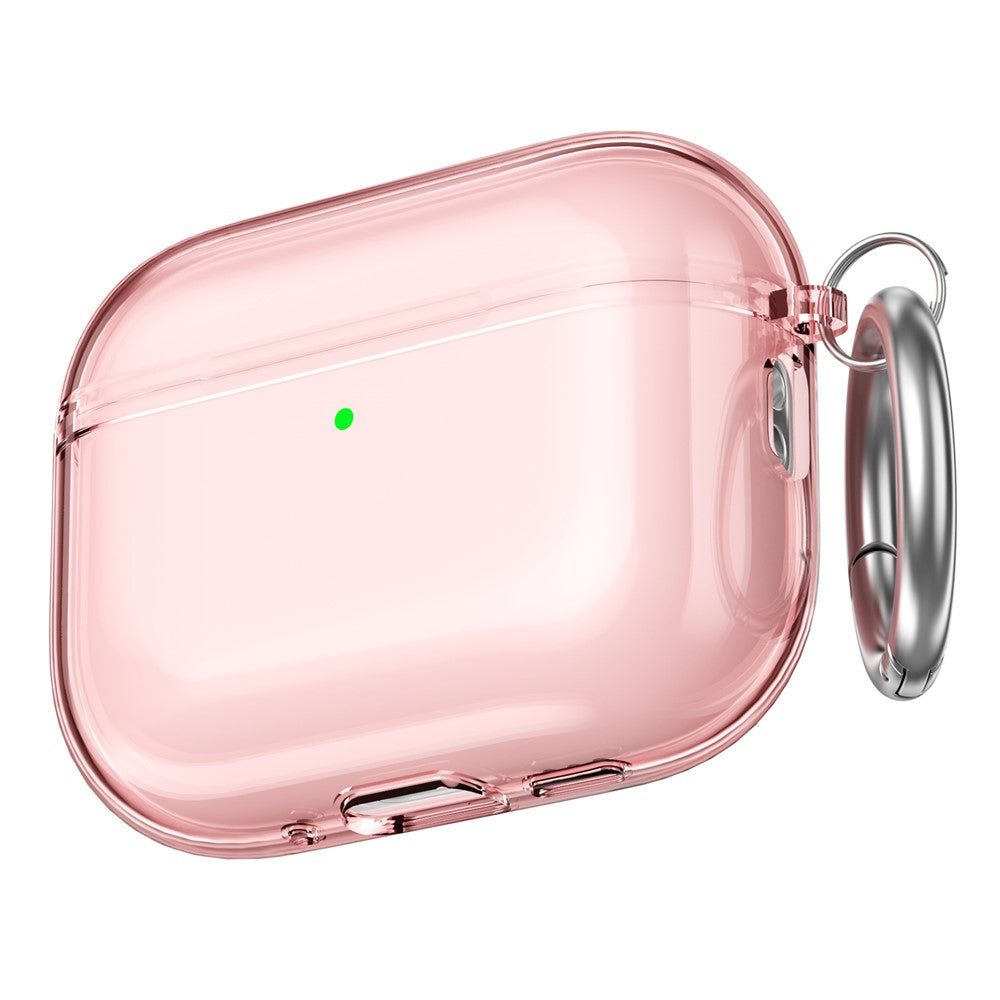 AHASTYLE WG182-G For AirPods Pro 3 Case Split Design Clear TPU Shockproof Protective Cover with Carabiner