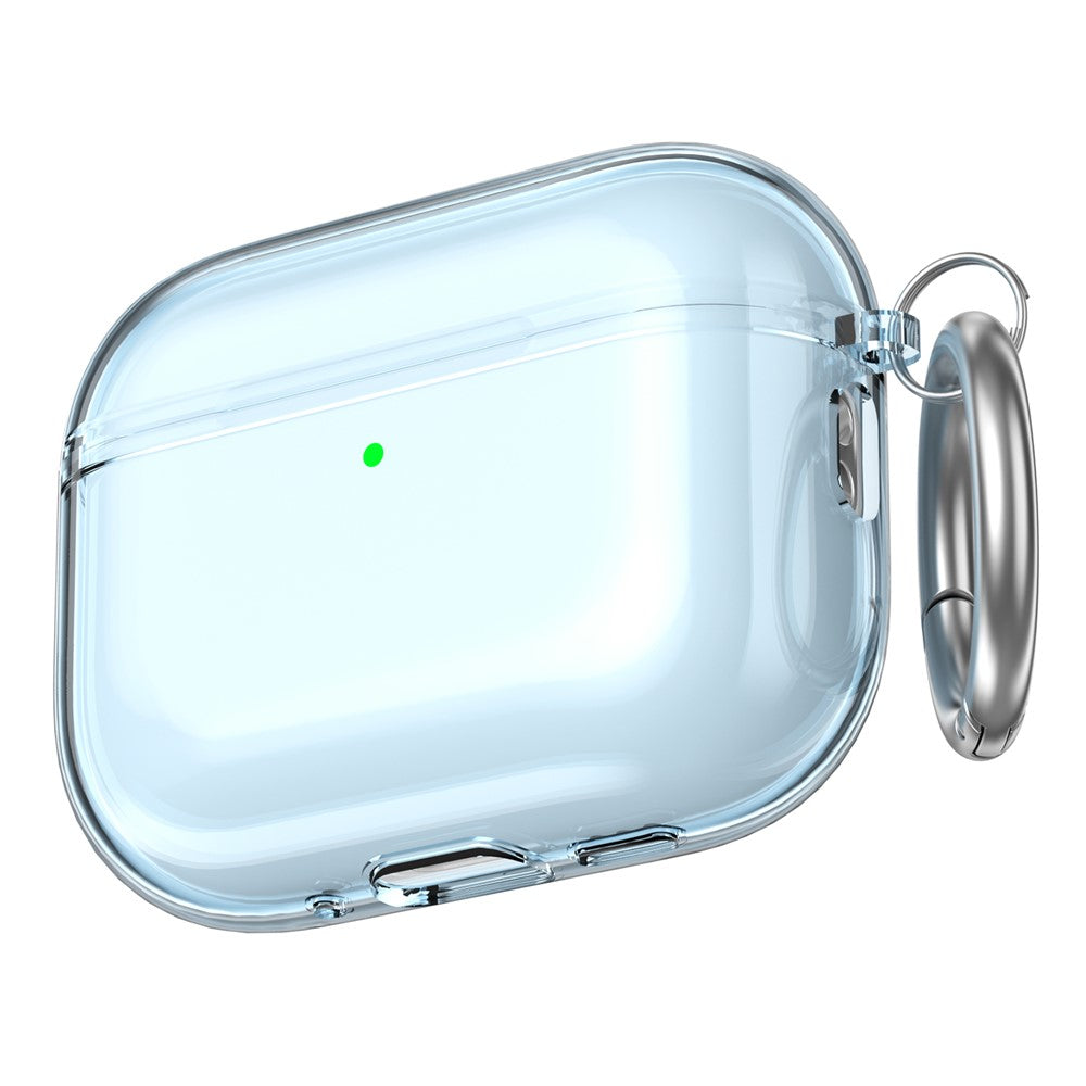 AHASTYLE WG182-G For AirPods Pro 3 Case Split Design Clear TPU Shockproof Protective Cover with Carabiner