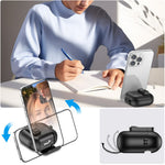 For AirPods 4 Case Leather Texture Lock Stand Design Earphone Protective Cover with Carabiner