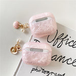 For AirPods Pro 3 Shell Pattern Case with Pink Shell Pendant TWS Earbuds Protective Cover