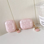For AirPods Pro 3 Shell Pattern Case with Pink Shell Pendant TWS Earbuds Protective Cover