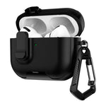 For AirPods Pro 3 Case with Stand Dual Color Texture TPU + PC Earphone Cover with Lock Buckle and Carabiner