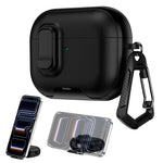 For AirPods Pro 3 Case with Stand Dual Color Texture TPU + PC Earphone Cover with Lock Buckle and Carabiner