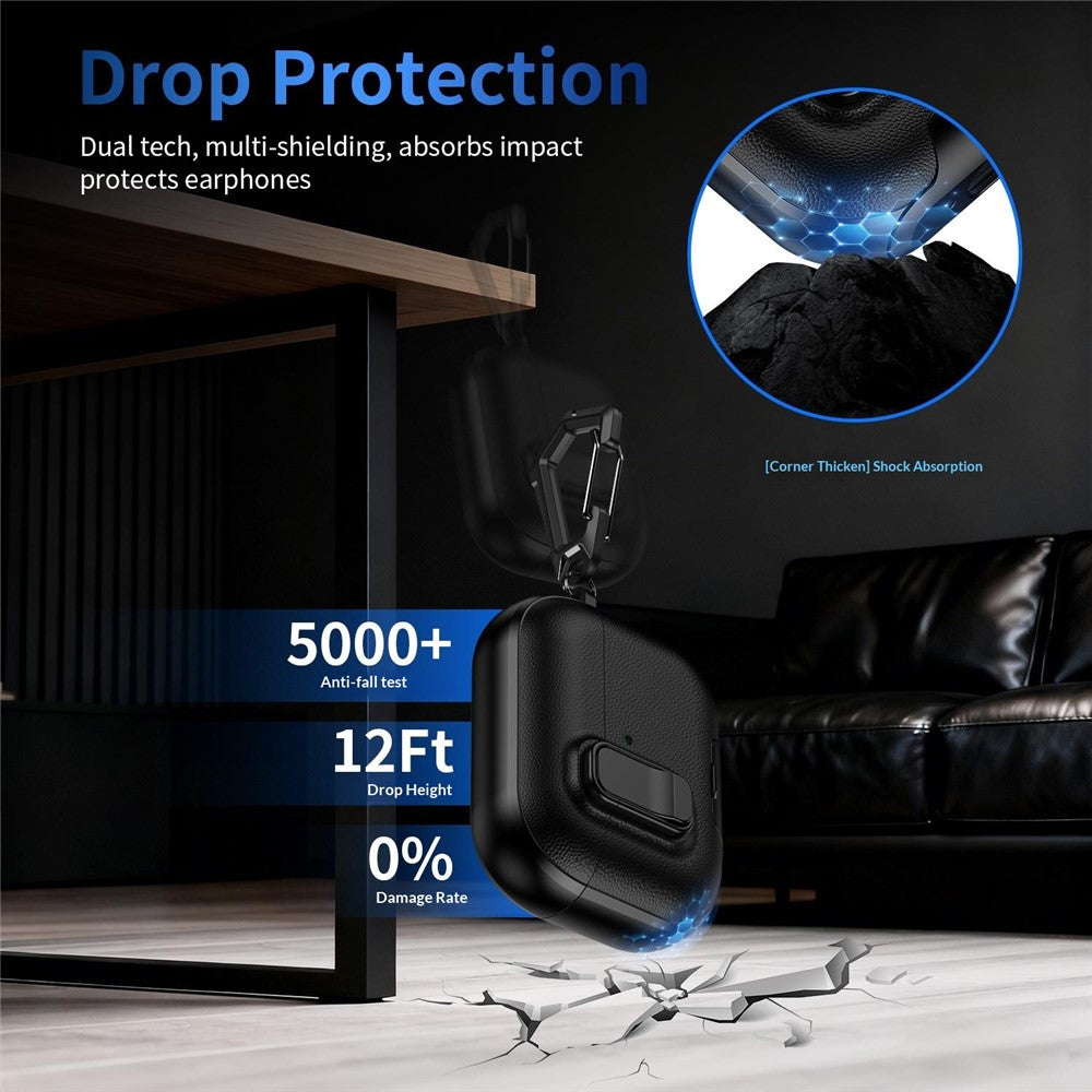 For AirPods Pro 3 Case with Stand Dual Color Texture TPU + PC Earphone Cover with Lock Buckle and Carabiner