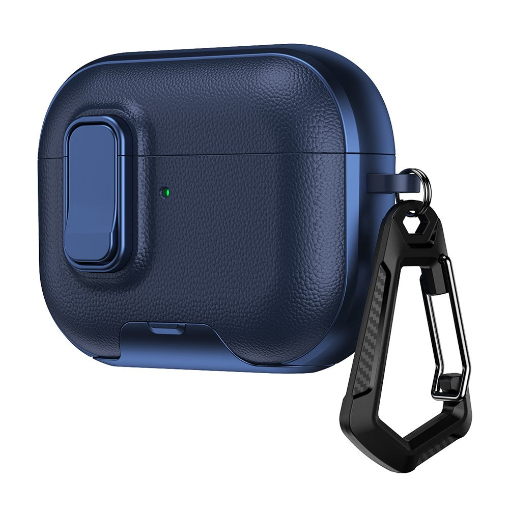 For AirPods Pro 3 Case with Stand Dual Color Texture TPU + PC Earphone Cover with Lock Buckle and Carabiner