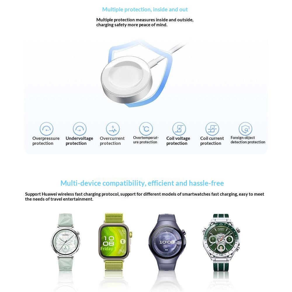 HUAWEI WATCH CW05 Trådlös Supersnabb Laddningsdock (2:a generationen) för Huawei Watch 5 / FIT 4 / GT 6 / Ultimate 2 / GT Runner 2 / Buds 2 / GT 6 Pro / FIT 4 Pro USB-A Magnetisk Laddare (Kinesisk Version)