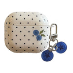 For AirPods 4 TPU Case Blueberry Dots Pattern Protective Cover with Pendant and Metal Buckle