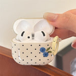 For AirPods 4 TPU Case Blueberry Dots Pattern Protective Cover with Pendant and Metal Buckle