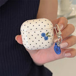 For AirPods 4 TPU Case Blueberry Dots Pattern Protective Cover with Pendant and Metal Buckle