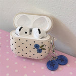 For AirPods 4 TPU Case Blueberry Dots Pattern Protective Cover with Pendant and Metal Buckle