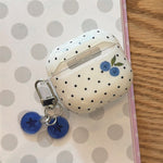 For AirPods 4 TPU Case Blueberry Dots Pattern Protective Cover with Pendant and Metal Buckle