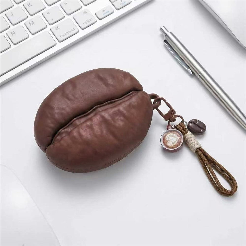 For AirPods 4 Silicone Case Coffee Bean Protective Cover with Pendant Keychain