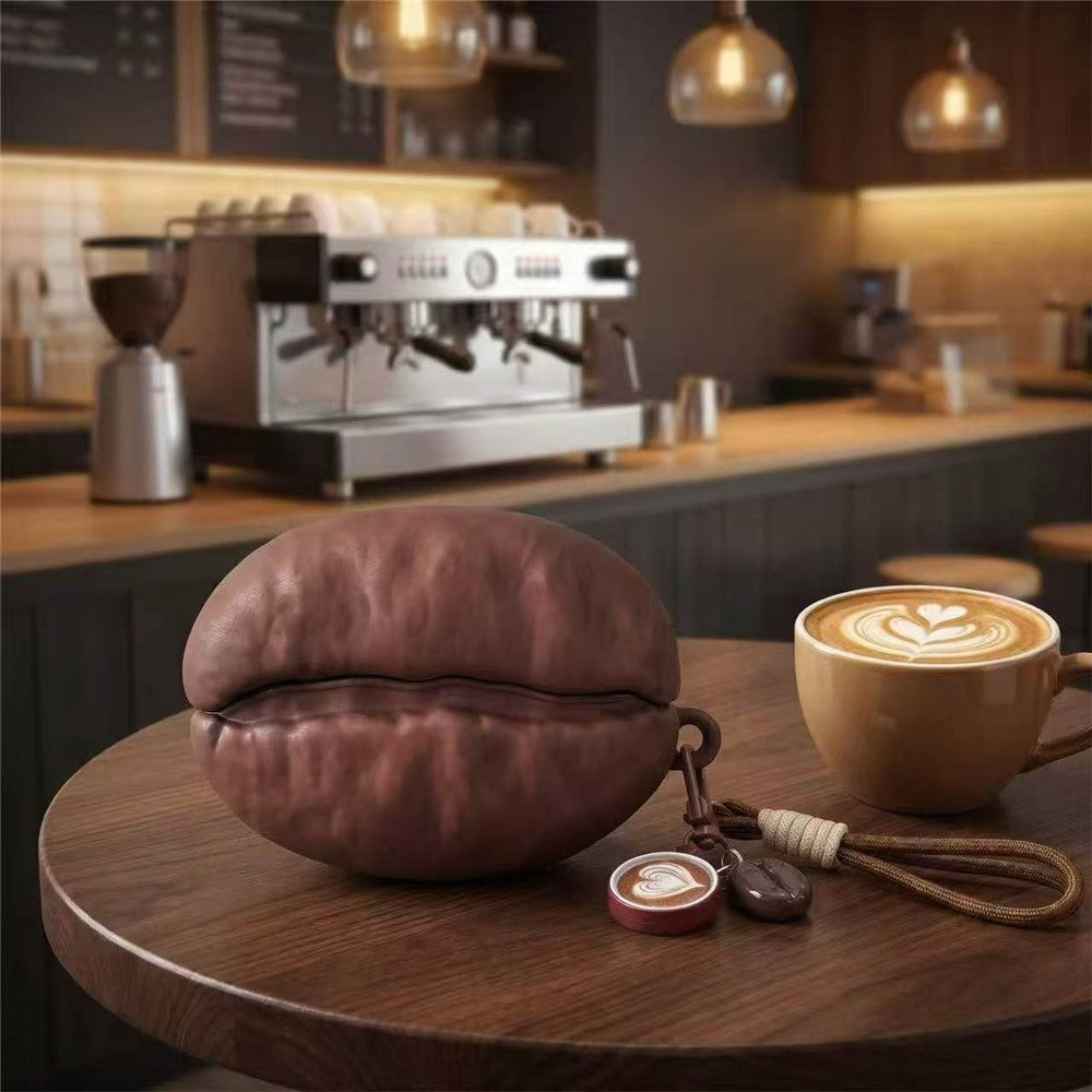 Til AirPods Pro 3 Silikoneetui Kaffebønne Beskyttelsescover med Vedhæng Nøglering