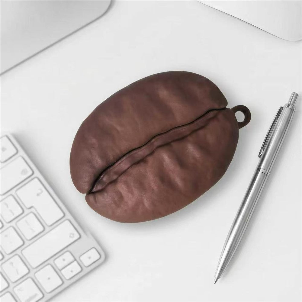 Til AirPods Pro 3 Silikoneetui Kaffebønne Beskyttelsescover med Vedhæng Nøglering
