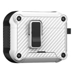 Til AirPods Pro 2 Øretelefoncover Carbon Fiber Tekstur Telefonholder TPU + PC Magnetisk Beskyttelsescover med Karabinhage