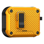 Til AirPods Pro 2 Øretelefoncover Carbon Fiber Tekstur Telefonholder TPU + PC Magnetisk Beskyttelsescover med Karabinhage