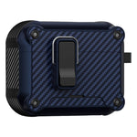 Til AirPods Pro 2 Øretelefoncover Carbon Fiber Tekstur Telefonholder TPU + PC Magnetisk Beskyttelsescover med Karabinhage