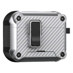 Til AirPods Pro 2 Øretelefoncover Carbon Fiber Tekstur Telefonholder TPU + PC Magnetisk Beskyttelsescover med Karabinhage