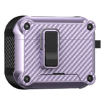 Til AirPods Pro 2 Øretelefoncover Carbon Fiber Tekstur Telefonholder TPU + PC Magnetisk Beskyttelsescover med Karabinhage