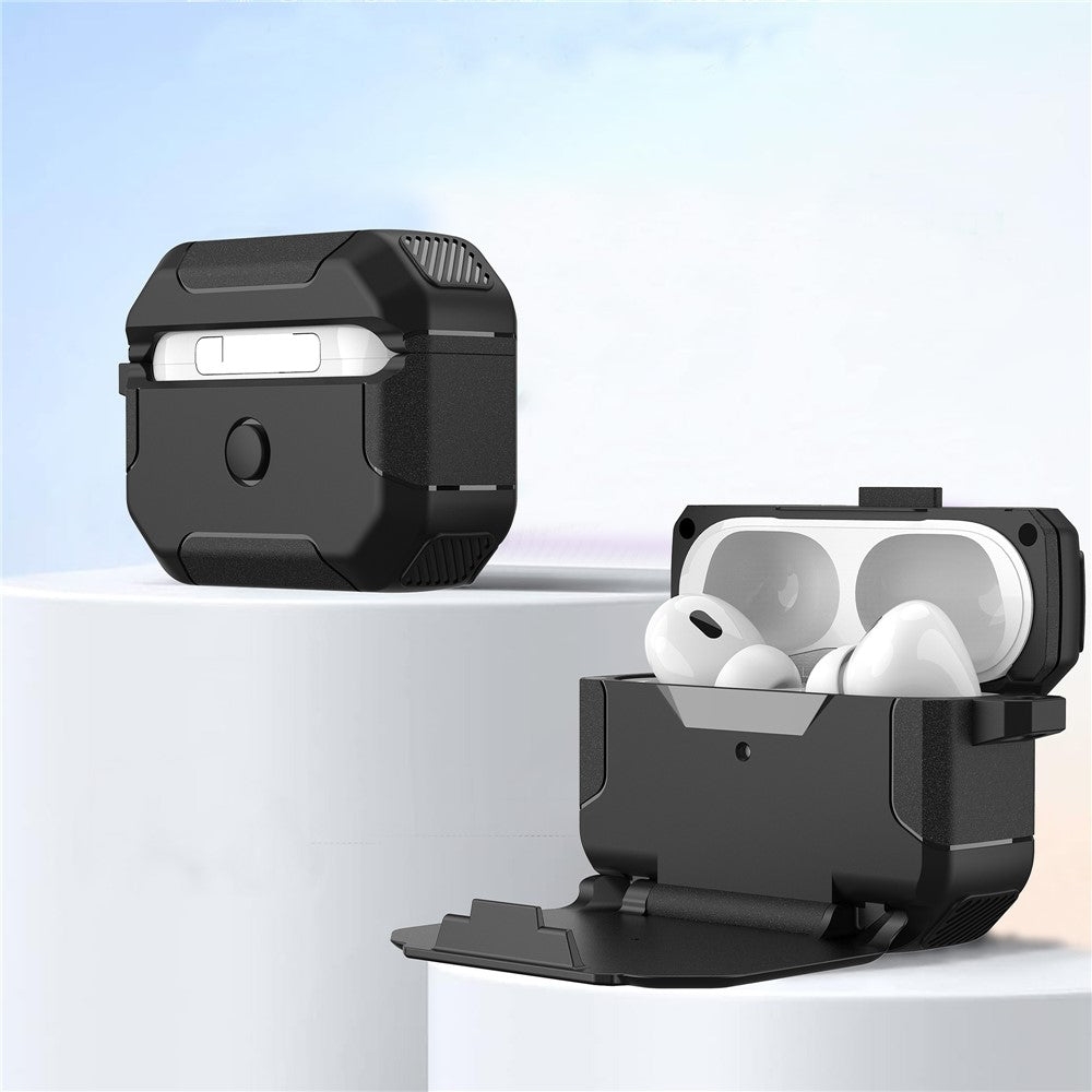 For AirPods Pro 2 Magnetic Case Phone Stand TPU + PC Earphone Protective Cover with Carabiner