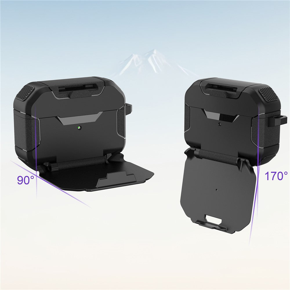For AirPods Pro 2 Magnetic Case Phone Stand TPU + PC Earphone Protective Cover with Carabiner