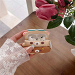For AirPods Pro / Pro 2 Silicone Case Cartoon Swimming Ring Bear Earphone Protective Cover with Carabiner