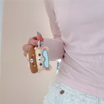 For AirPods Pro / Pro 2 Silicone Case Cartoon Swimming Ring Bear Earphone Protective Cover with Carabiner