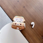For AirPods 4 Silicone Case Cartoon Swimming Ring Bear Earphone Protective Cover with Carabiner