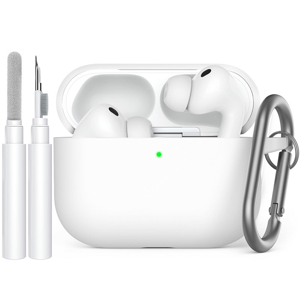 AHASTYLE WG184 for AirPods Pro 3 Case Split Design Thickened Silicone Earphone Cover with Carabiner + Cleaning Pen Kit