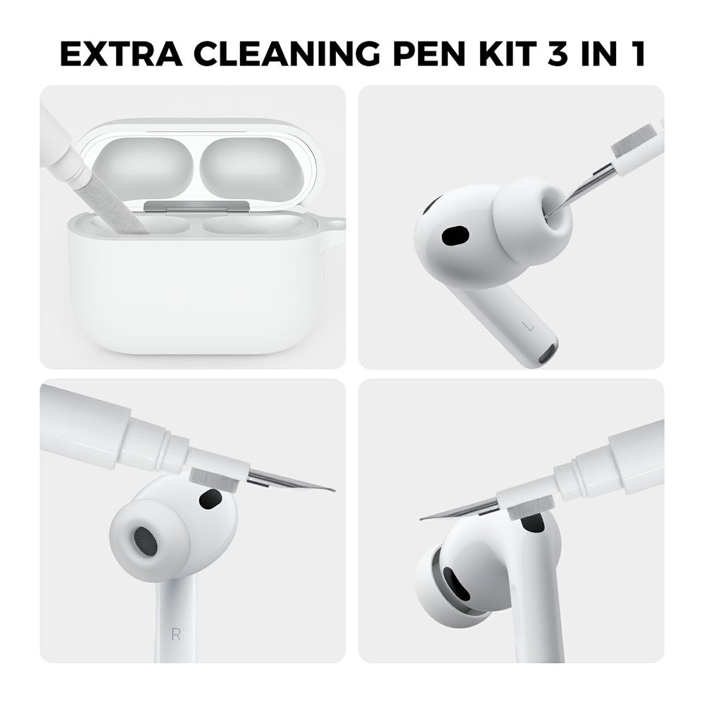 AHASTYLE WG184 for AirPods Pro 3 Case Split Design Thickened Silicone Earphone Cover with Carabiner + Cleaning Pen Kit
