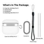 AHASTYLE WG184 for AirPods Pro 3 Case Split Design Thickened Silicone Earphone Cover with Carabiner + Cleaning Pen Kit