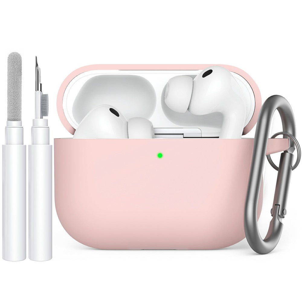 AHASTYLE WG184 for AirPods Pro 3 Case Split Design Thickened Silicone Earphone Cover with Carabiner + Cleaning Pen Kit