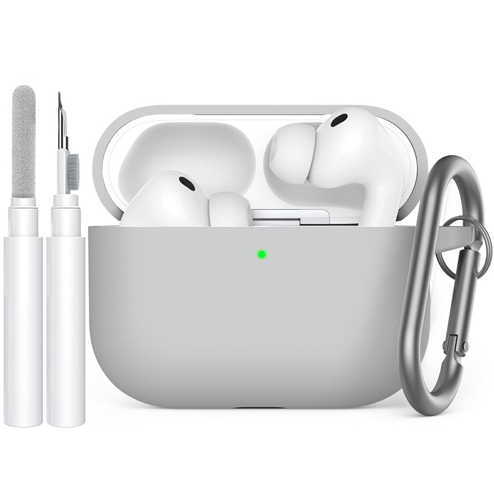 AHASTYLE WG184 for AirPods Pro 3 Case Split Design Thickened Silicone Earphone Cover with Carabiner + Cleaning Pen Kit