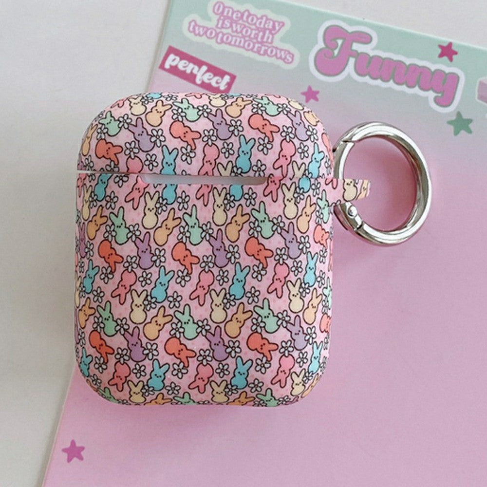 Silicone Case for Apple AirPods with Wireless Charging Case (2019) / AirPods with Charging Case (2019) / (2016) Cute Rabbit Pattern Earphone Protective Cover with Hanging Buckle