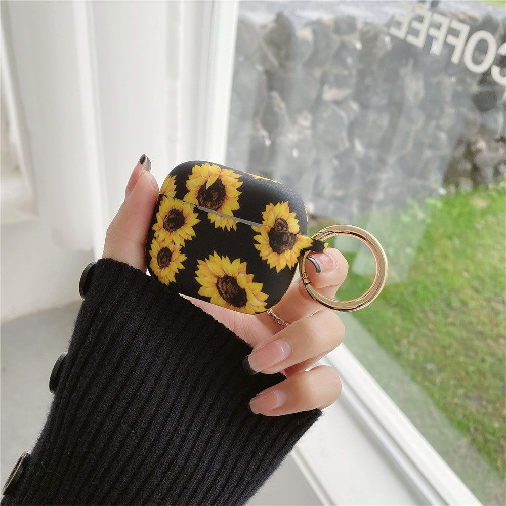 Til AirPods 3 Silikoneetui Daisy Solsikkemønster Høretelefonbeskyttelsescover med Metalsspænde