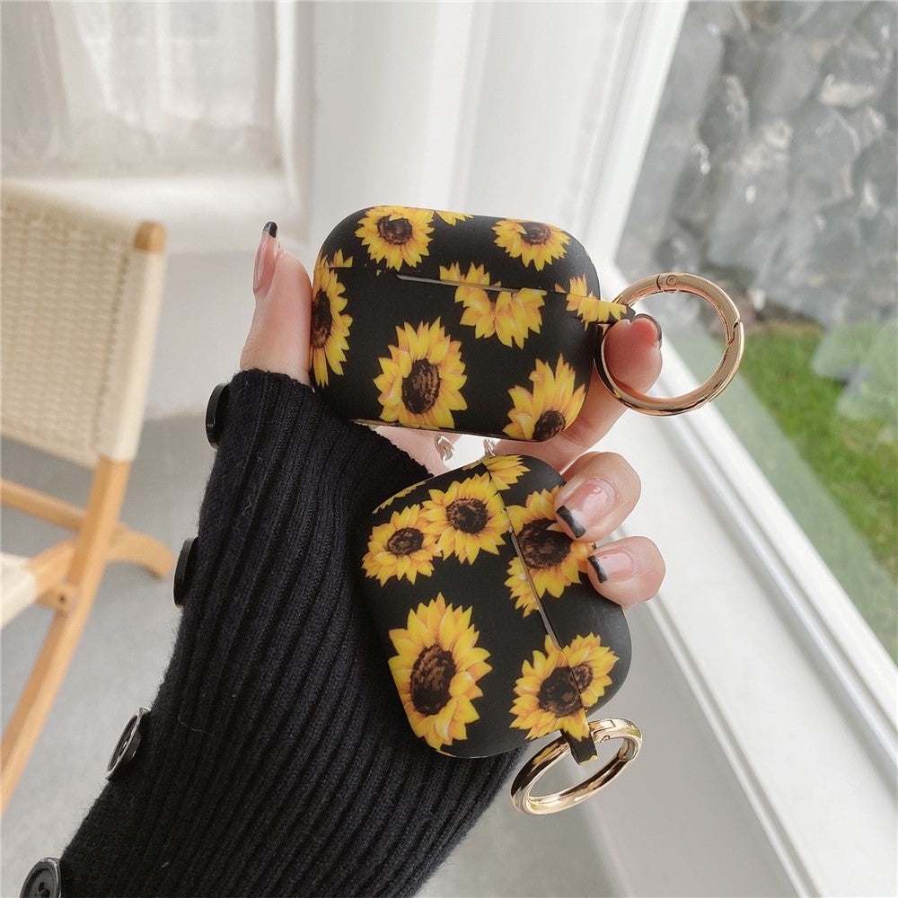 Til AirPods 3 Silikoneetui Daisy Solsikkemønster Høretelefonbeskyttelsescover med Metalsspænde