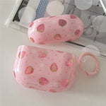 For AirPods Pro 2 / AirPods Pro Case Strawberry Pattern TPU Earphone Protective Cover with Carabiner