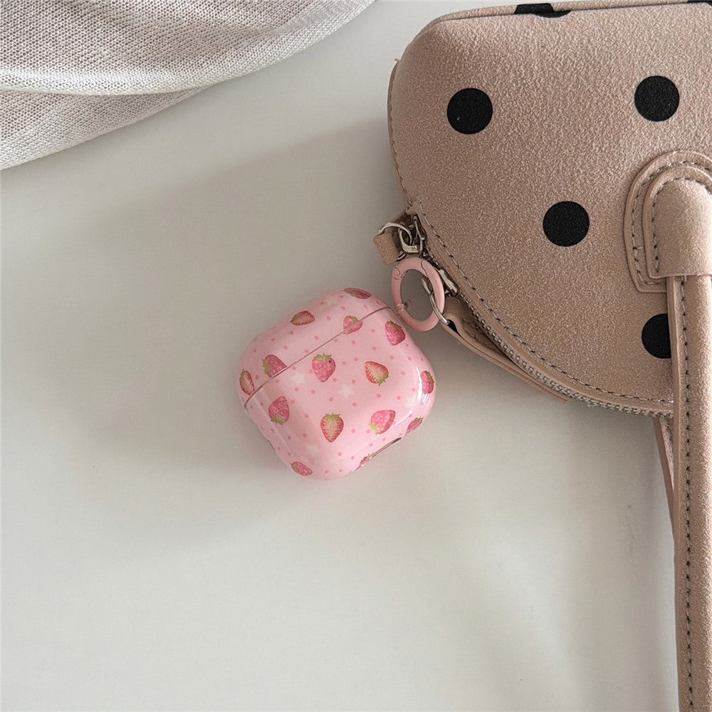 Til AirPods Pro 3 Cover Jordbærmønster TPU Øretelefon Beskyttelsescover med karabin