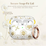 AHASTYLE WE40 for AirPods Pro 3 Case Pattern Print Transparent TPU Shockproof Protective Cover with Carabiner