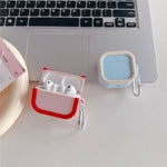Silicone Case for Apple AirPods 4 Charging Case Macaron Color Blocking Protective Cover with Metal Carabiner