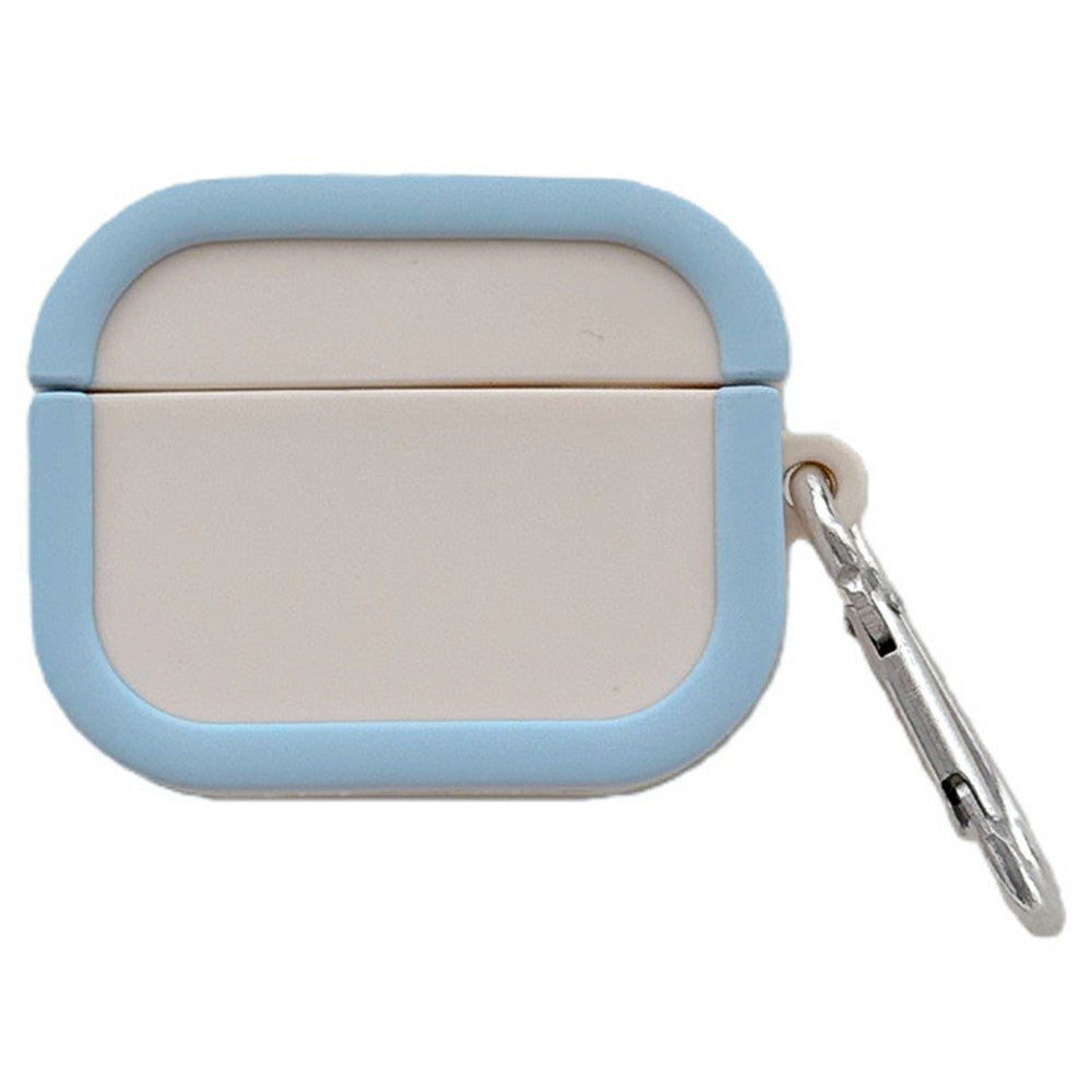 Silicone Case for Apple AirPods 4 Charging Case Macaron Color Blocking Protective Cover with Metal Carabiner