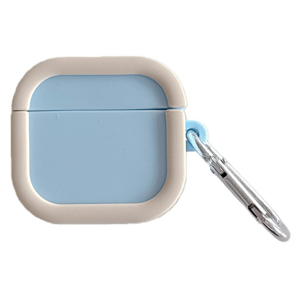 Silicone Case for Apple AirPods 4 Charging Case Macaron Color Blocking Protective Cover with Metal Carabiner