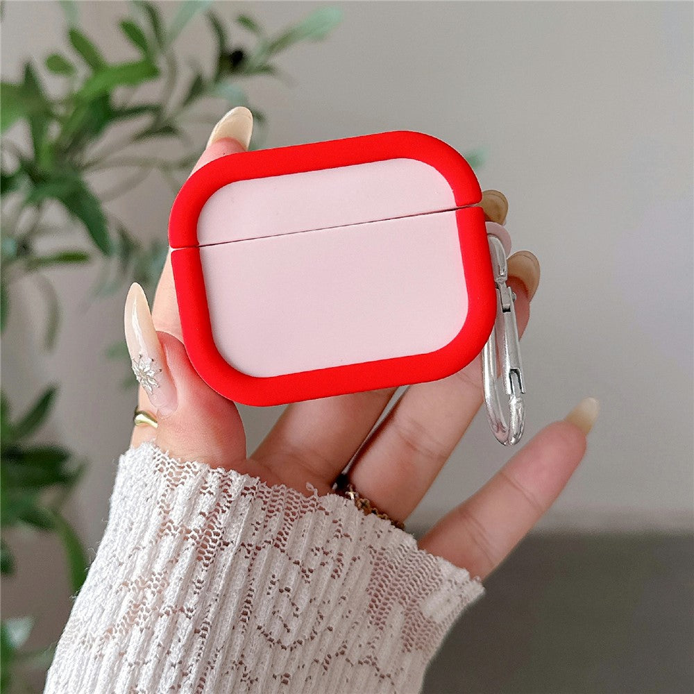 Silicone Case for Apple AirPods Pro 2 Charging Case Macaron Color Blocking Protective Cover with Metal Carabiner