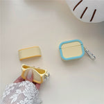 Silicone Case for Apple AirPods Pro 2 Charging Case Macaron Color Blocking Protective Cover with Metal Carabiner