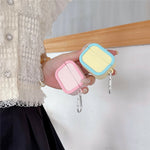 Silicone Case for Apple AirPods Pro 2 Charging Case Macaron Color Blocking Protective Cover with Metal Carabiner