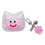 For AirPods 3 Case Funny Smile Face TPU Earphone Cover with Cat Paw Pendant