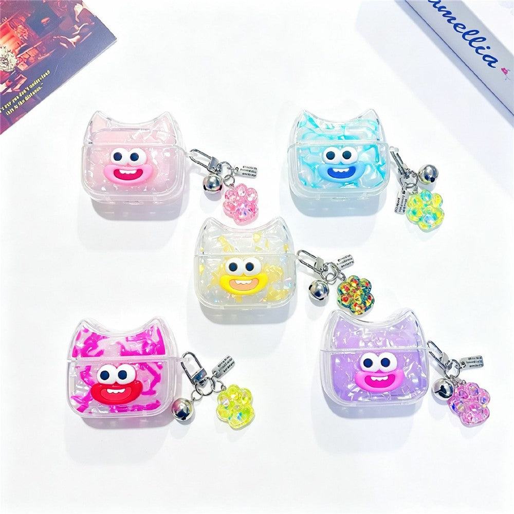 For AirPods Pro 3 Case Funny Smile Face TPU Earphone Cover with Cat Paw Pendant