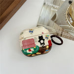 For AirPods Pro 2 Protective Case IMD Cat Pattern TPU Earphone Cover with Carabiner