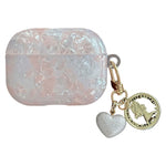 For AirPods Pro Protective Case Pearlescent Shell Texture TPU Earphone Cover with Heart Pendant Charm